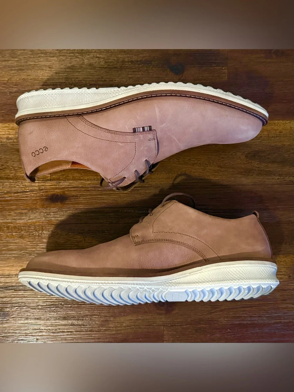 Ecco Aurora Tie Nubuck Brown Oxford Shoes Men Size EU 42 (US 8.5) Dress DEAL Cup